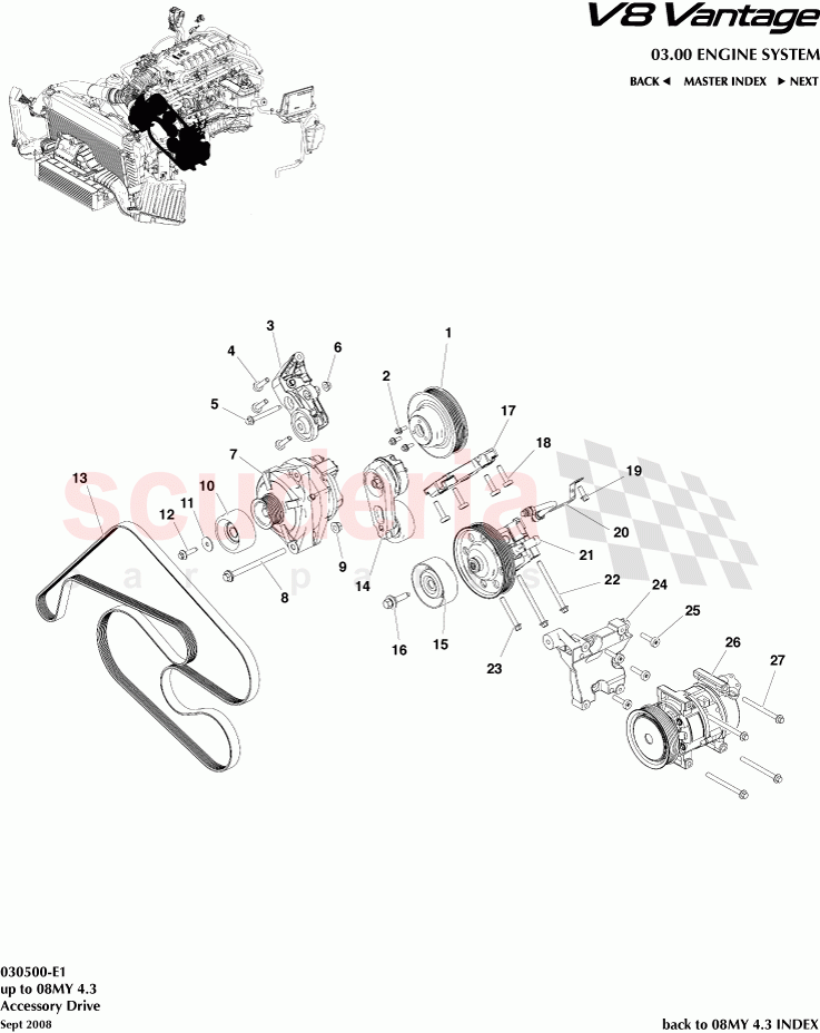 Accessory Drive of Aston Martin Aston Martin V8 Vantage