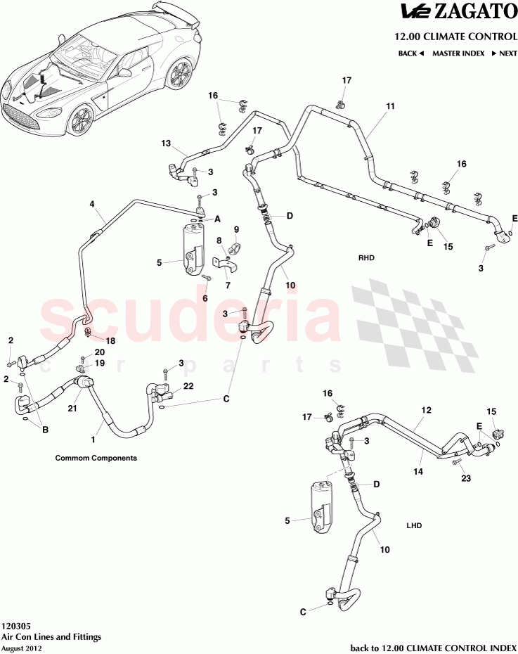 Air Con Lines and Fittings of Aston Martin Aston Martin V12 Zagato