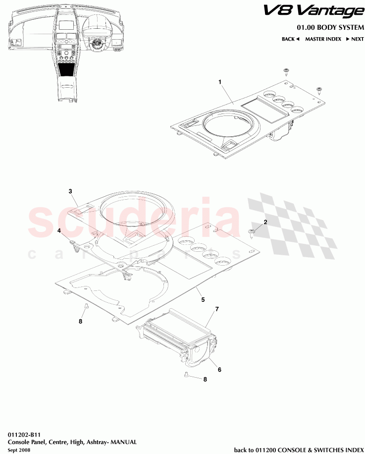 Console Panel, Centre, High, Ashtray (Manual) of Aston Martin Aston Martin V8 Vantage