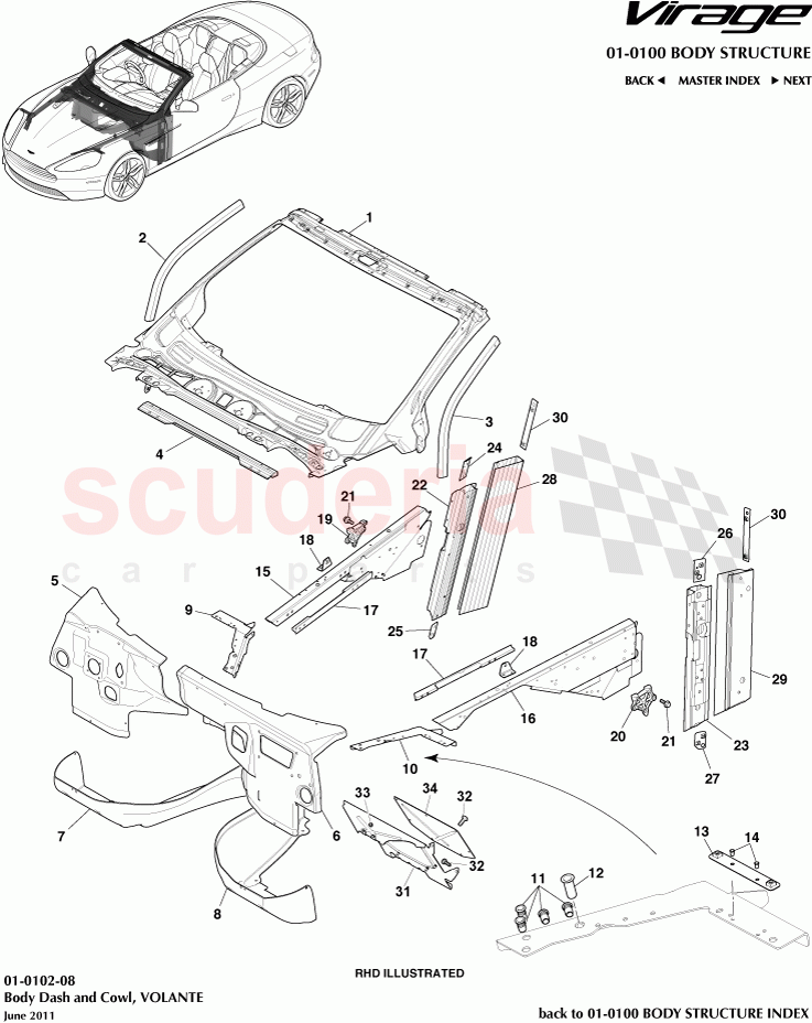 Body Dash and Cowl (Volante) of Aston Martin Aston Martin Virage