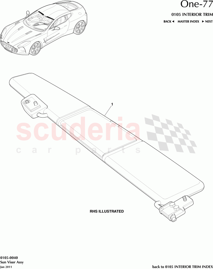 Sun Visor Assembly of Aston Martin Aston Martin One-77