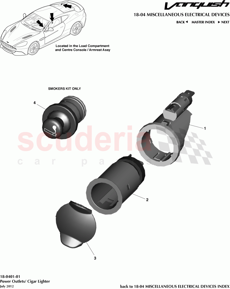 Power Outlets/Cigar Lighter of Aston Martin Aston Martin Vanquish (2012+)