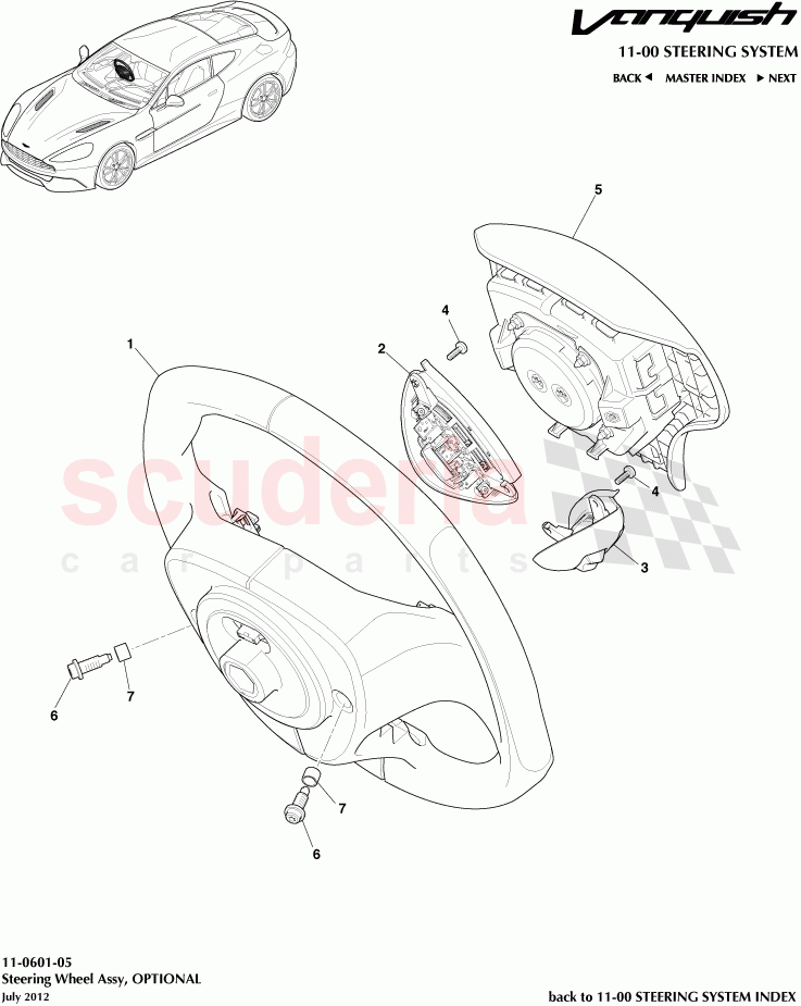 Steering Wheel Assembly, OPTIONAL of Aston Martin Aston Martin Vanquish (2012+)