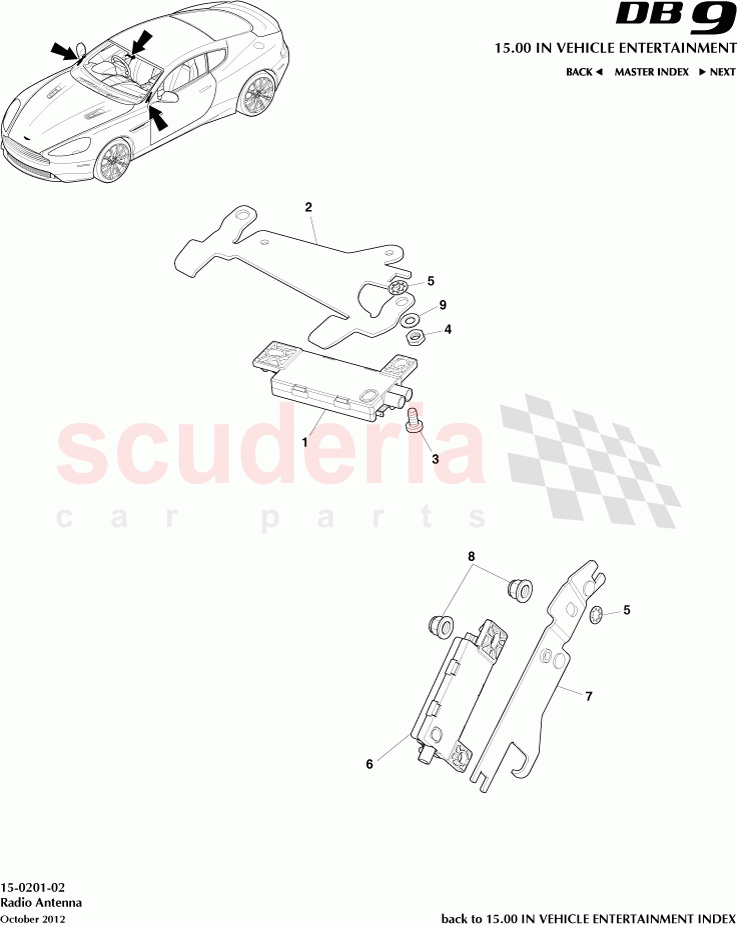 Radio Antenna of Aston Martin Aston Martin DB9 (2013-2016)