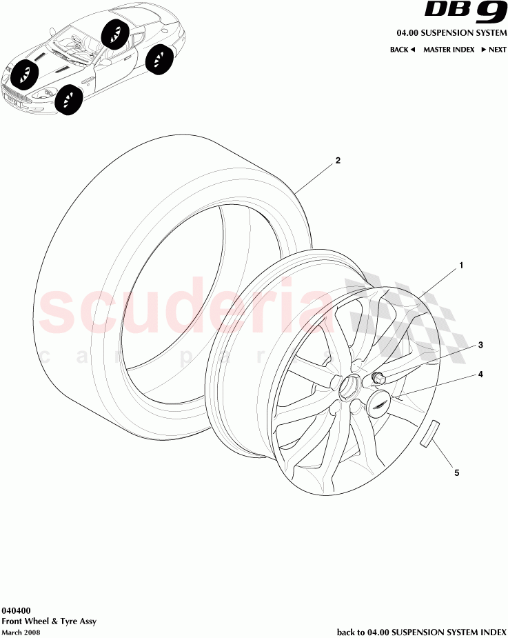 Front Wheel and Tyre Assembly of Aston Martin Aston Martin DB9 (2004-2012)