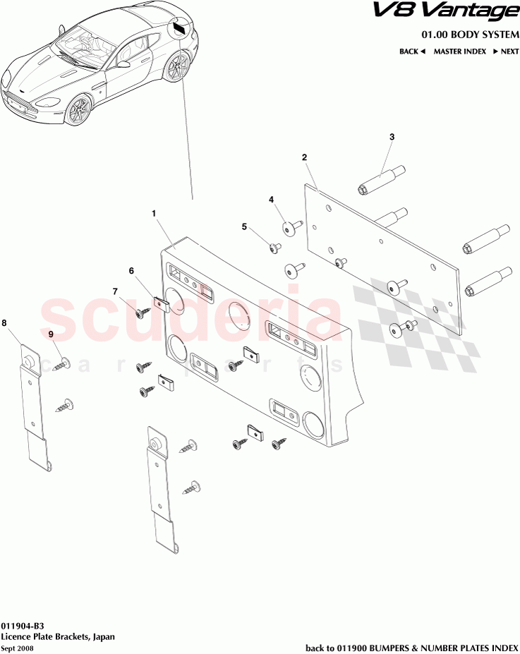 License Plate Brackets, Japan of Aston Martin Aston Martin V8 Vantage