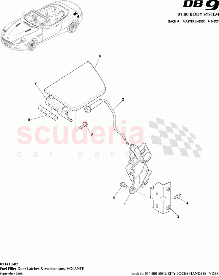 Fuel Filler Door Latches and Mechanisms (Volante) of Aston Martin Aston Martin DB9 (2004-2012)