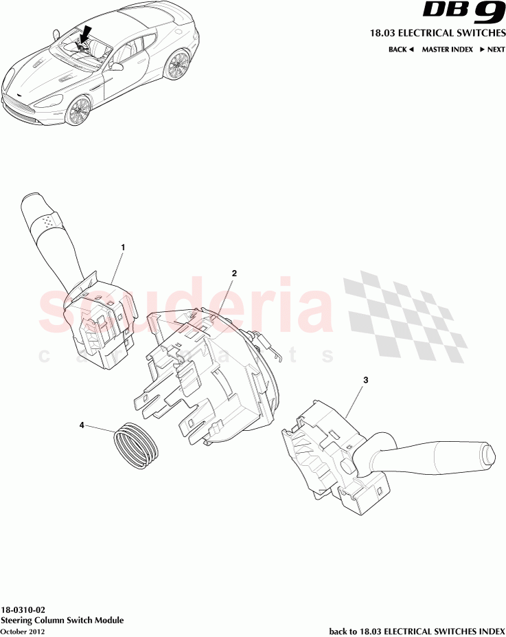 Steering Column Switch Module of Aston Martin Aston Martin DB9 (2013-2016)