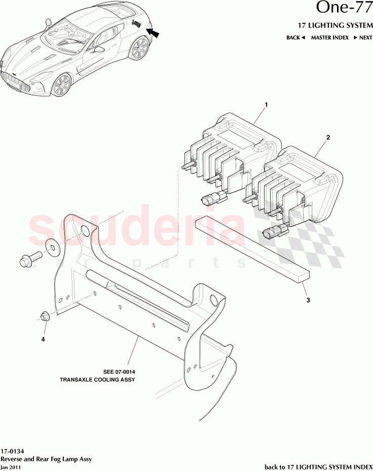 Reverse and Rear Fog Lamp Assembly of Aston Martin Aston Martin One-77