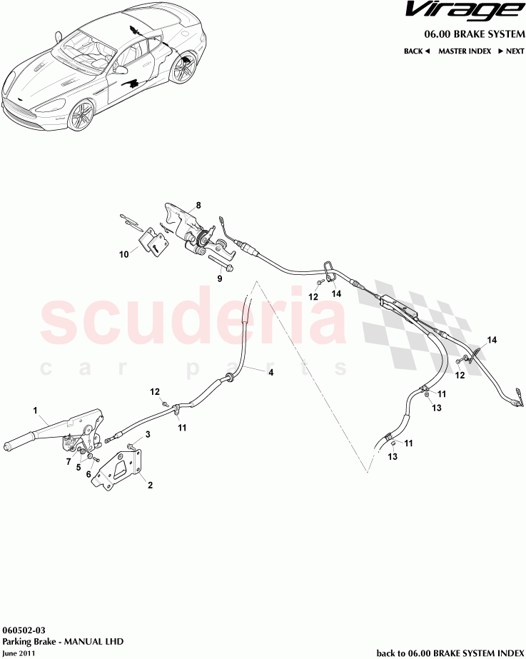 Parking Brake (Manual) (LHD) of Aston Martin Aston Martin Virage