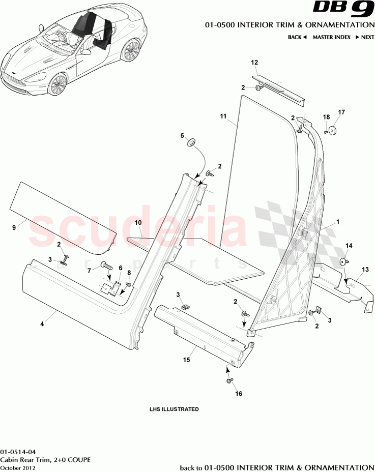 Cabin Rear Trim, 2+0 COUPE of Aston Martin Aston Martin DB9 (2013-2016)