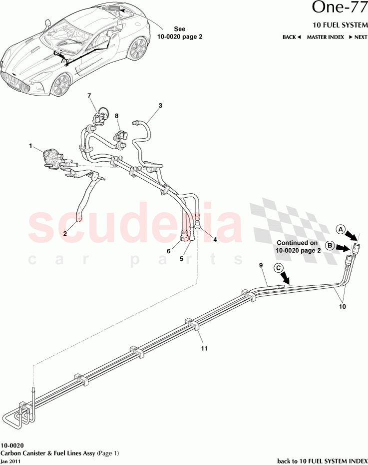 Carbon Canister & Fuel Lines Assembly (Page 1) of Aston Martin Aston Martin One-77