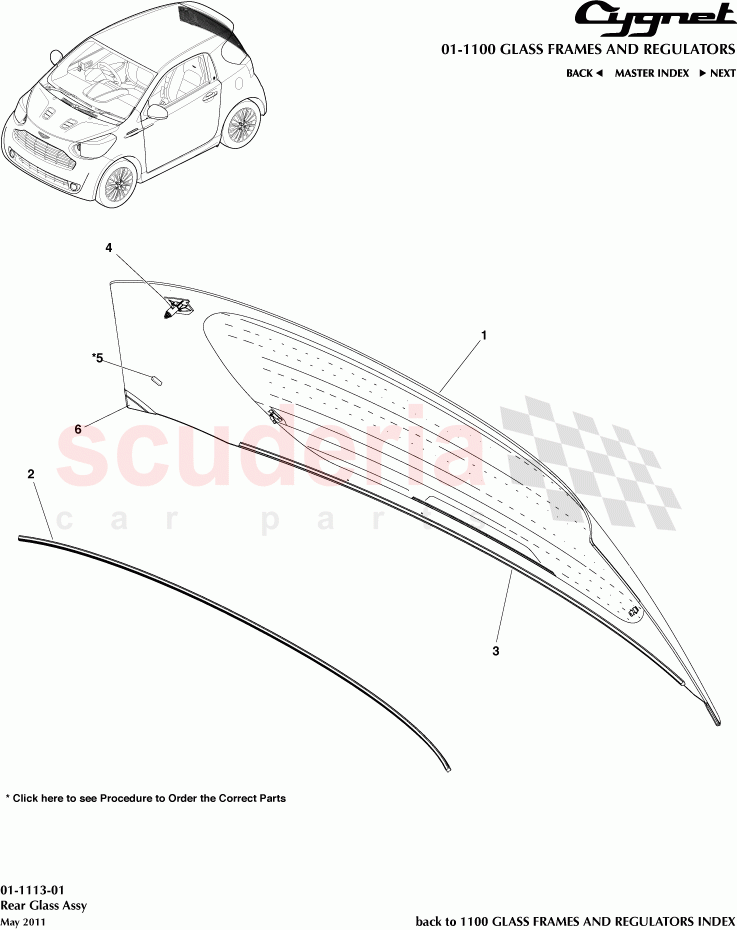 Rear Glass Assembly of Aston Martin Aston Martin Cygnet