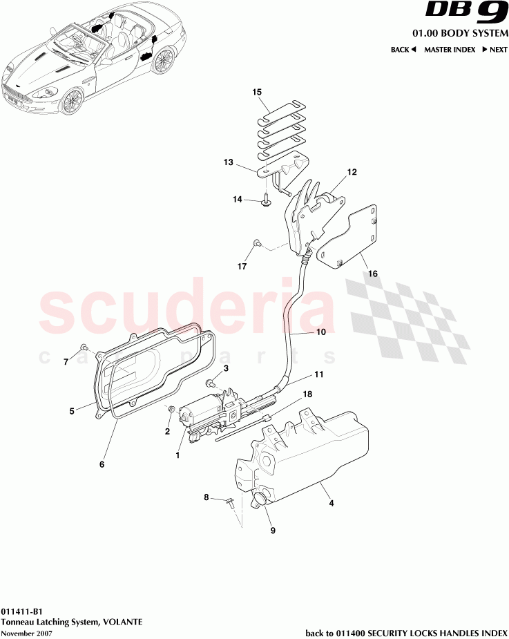 Tonneau Latching System (Volante) of Aston Martin Aston Martin DB9 (2004-2012)