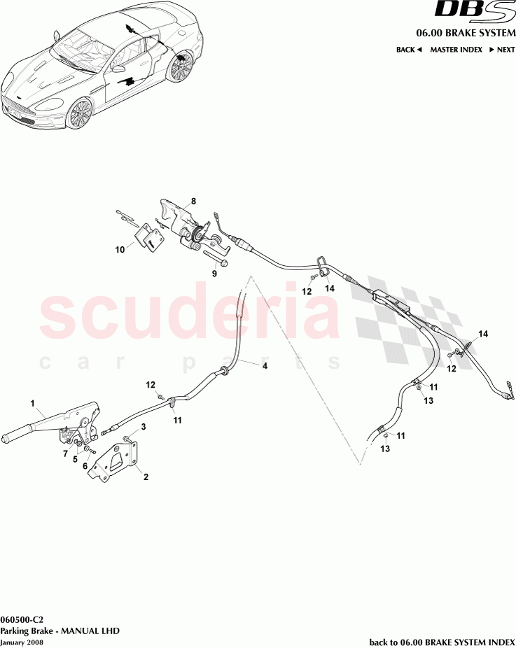 Parking Brake (Manual) (LHD) of Aston Martin Aston Martin DBS V12