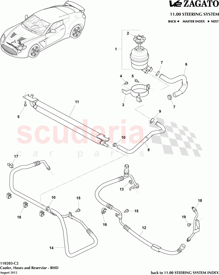 Cooler, Hoses and Reservoir - RHD of Aston Martin Aston Martin V12 Zagato