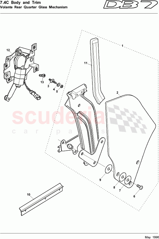 Volante Rear Quarter Glass Mechanism of Aston Martin Aston Martin DB7 (1997)