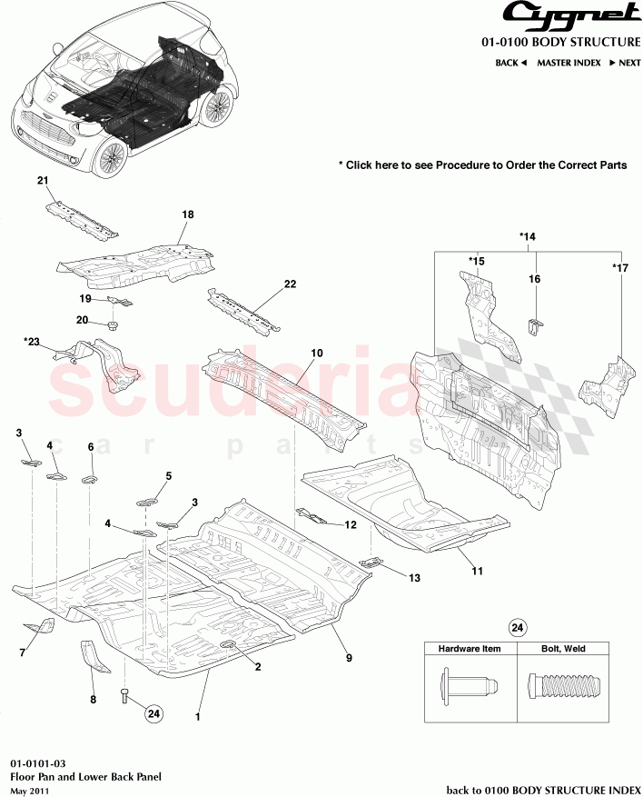 Floor Pan and Lower Back Panel of Aston Martin Aston Martin Cygnet