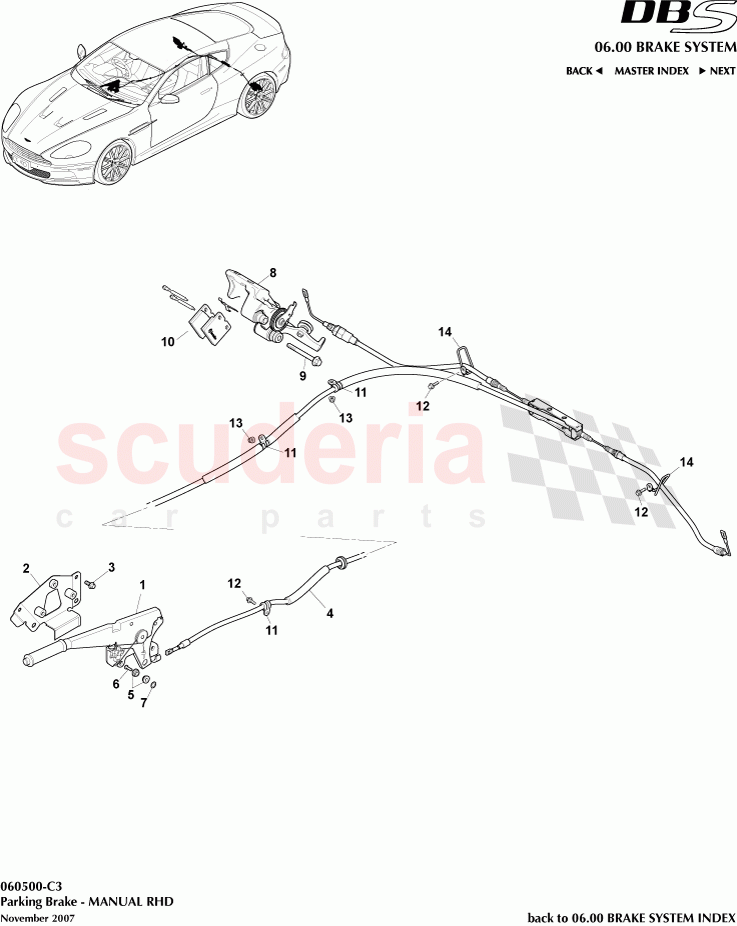 Parking Brake (Manual) (RHD) of Aston Martin Aston Martin DBS V12