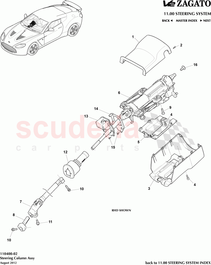 Steering Column Assembly of Aston Martin Aston Martin V12 Zagato