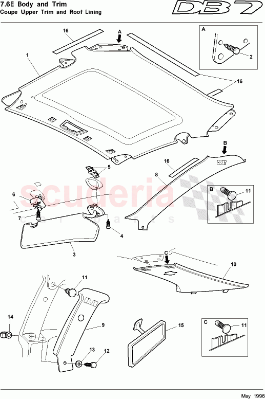 Coupe Upper Trim and Roof Lining of Aston Martin Aston Martin DB7 (1997)