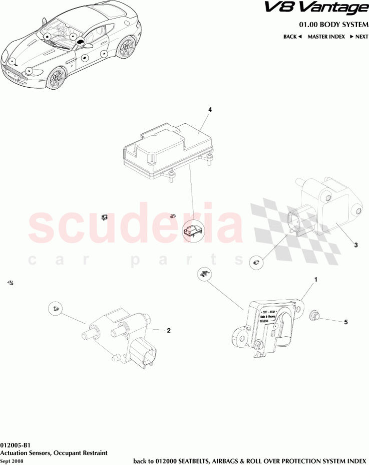 Actuation Sensors (Occupant Restraining Devices) of Aston Martin Aston Martin V8 Vantage