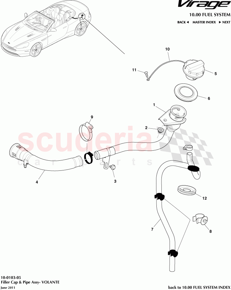 Filler Cap and Pipe Assembly (Volante) of Aston Martin Aston Martin Virage