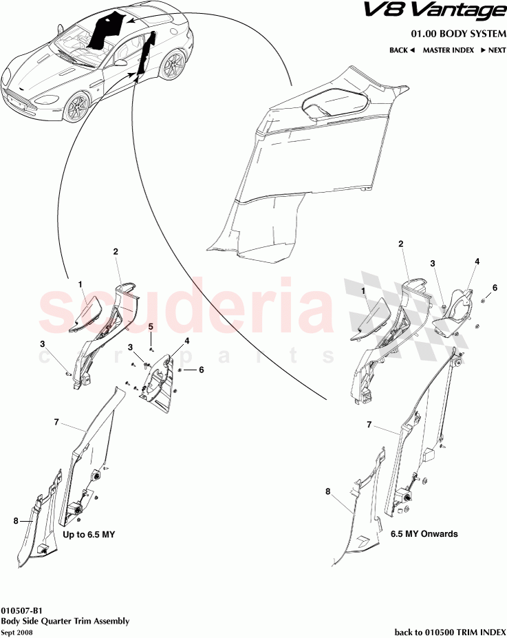 Body Side Quarter Trim Assembly of Aston Martin Aston Martin V8 Vantage