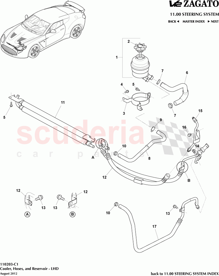 Cooler, Hoses, and Reservoir - LHD of Aston Martin Aston Martin V12 Zagato