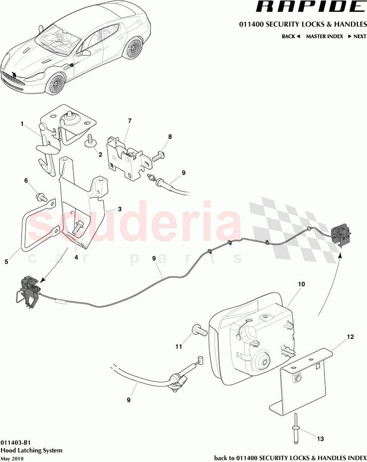 Hood Latching System of Aston Martin Aston Martin Rapide