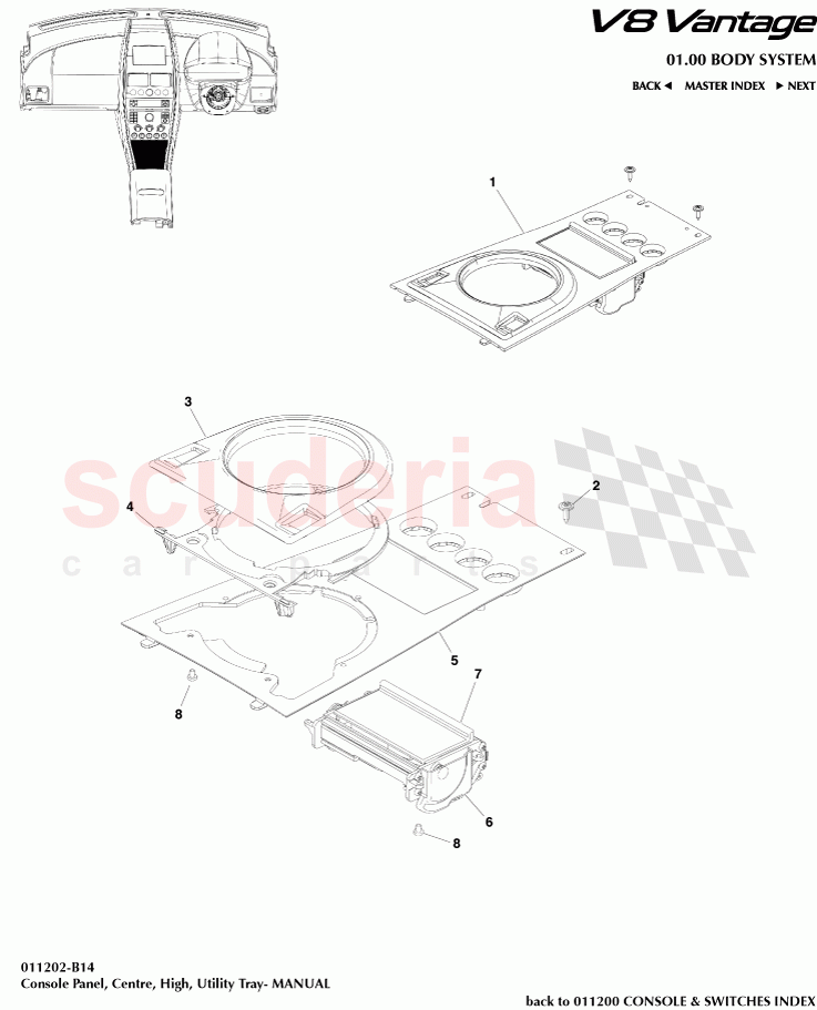 Console Panel, Centre, High, Utility Tray (Manual) of Aston Martin Aston Martin V8 Vantage