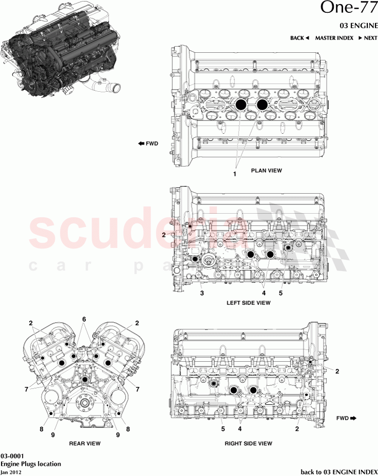 Engine Plugs Location of Aston Martin Aston Martin One-77