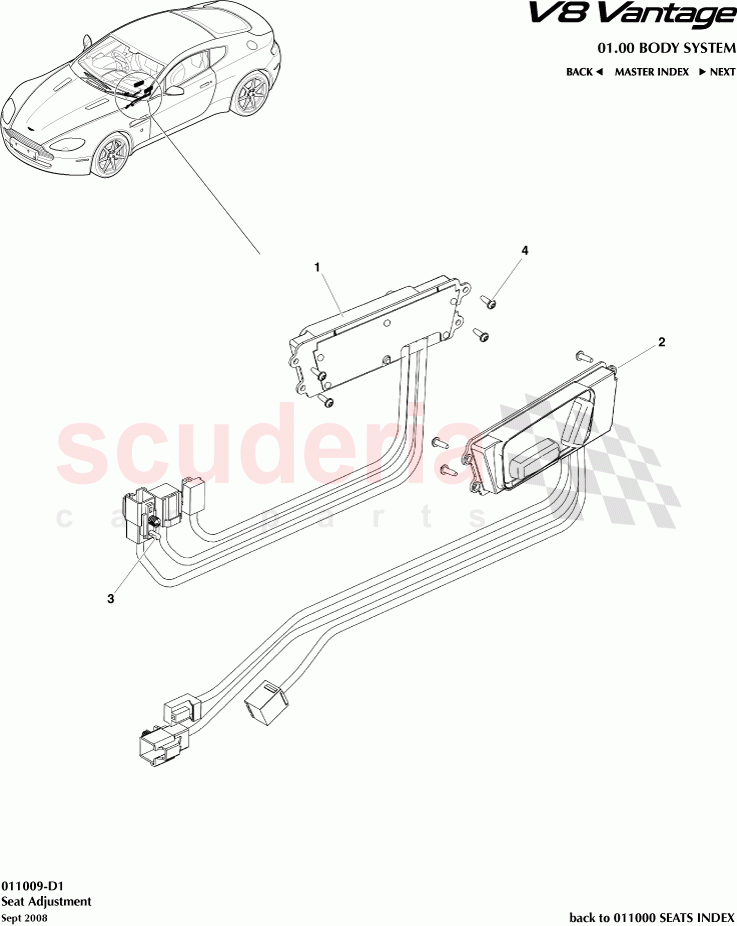 Seat Adjustment of Aston Martin Aston Martin V8 Vantage