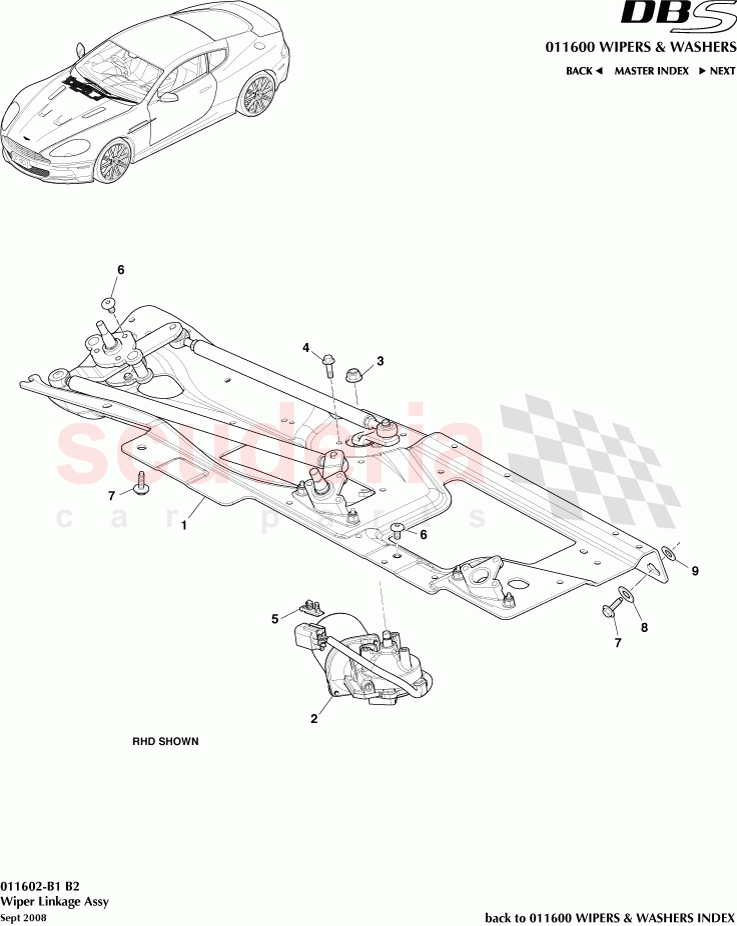 Wiper Linkage Assembly of Aston Martin Aston Martin DBS V12