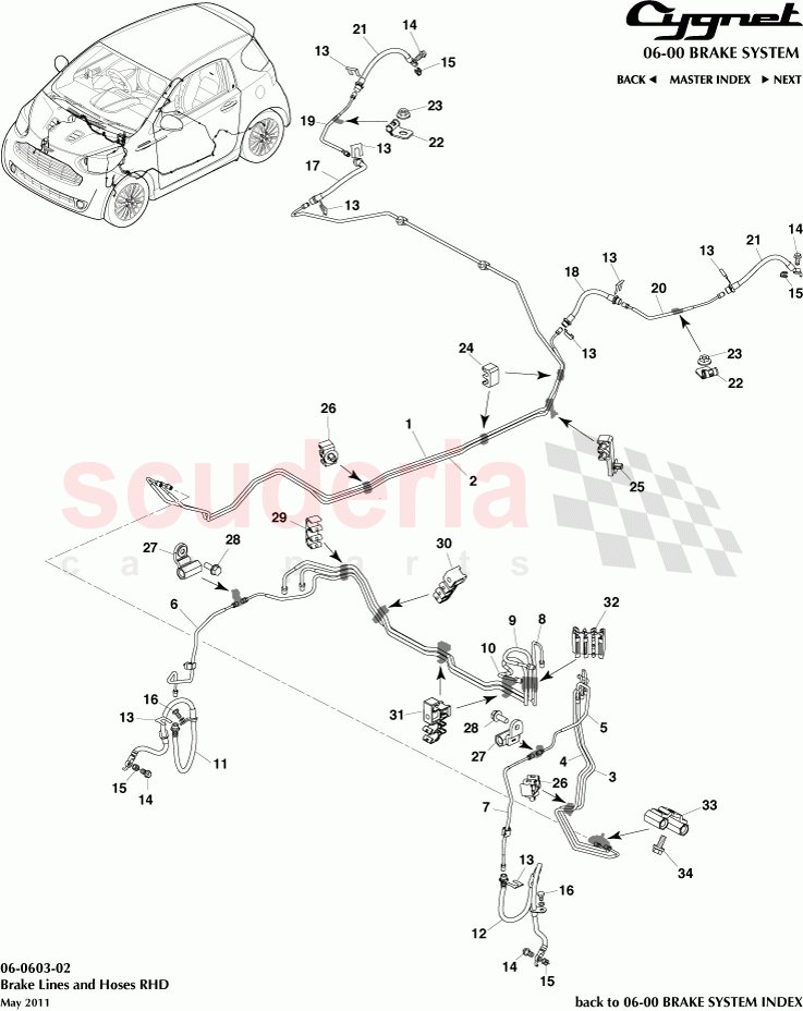 Brake Lines and Hoses RHD of Aston Martin Aston Martin Cygnet