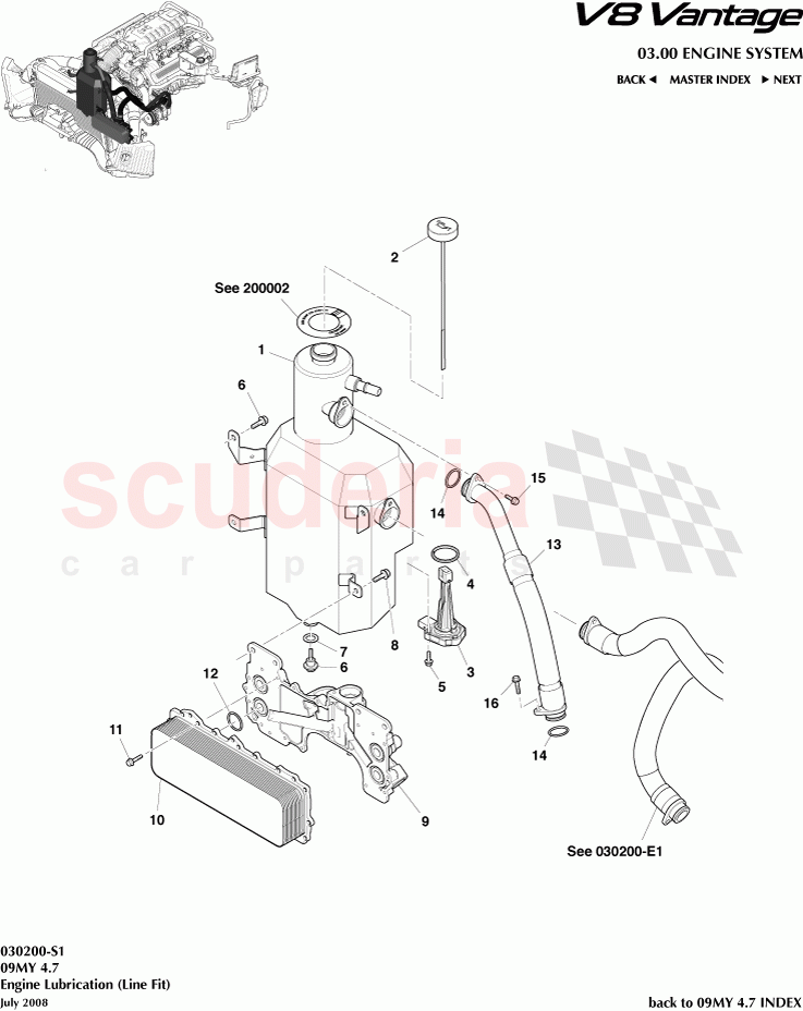 Engine Lubrication (Line Fit) of Aston Martin Aston Martin V8 Vantage