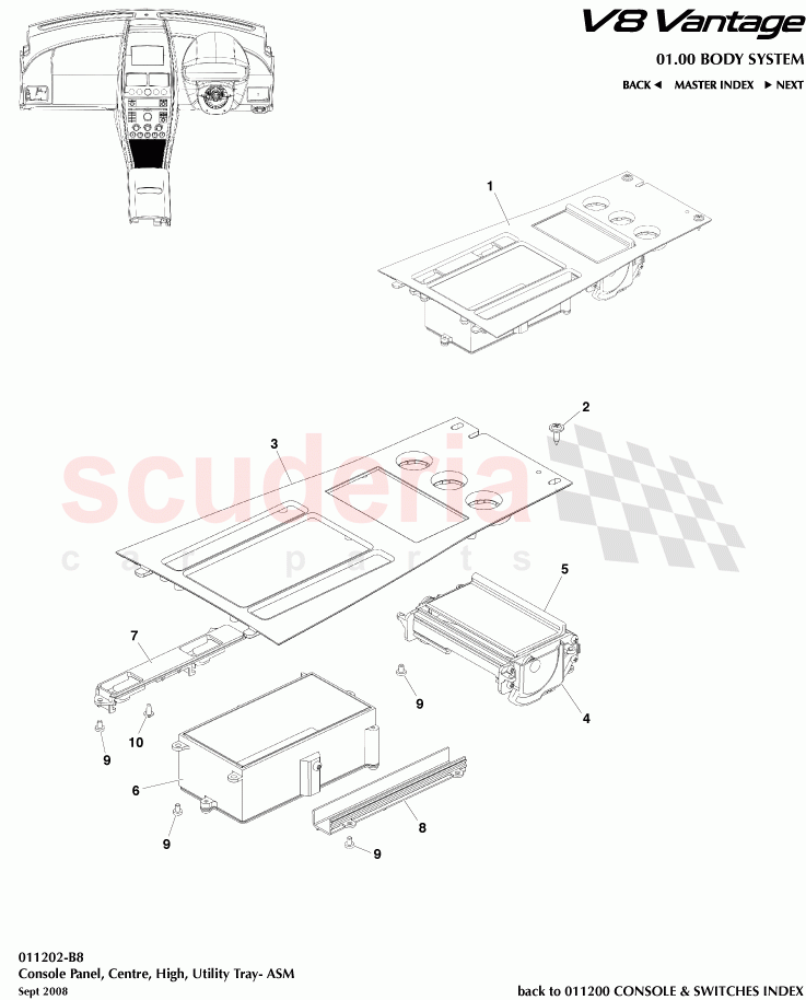 Console Panel, Centre, High, Utility Tray - ASM of Aston Martin Aston Martin V8 Vantage