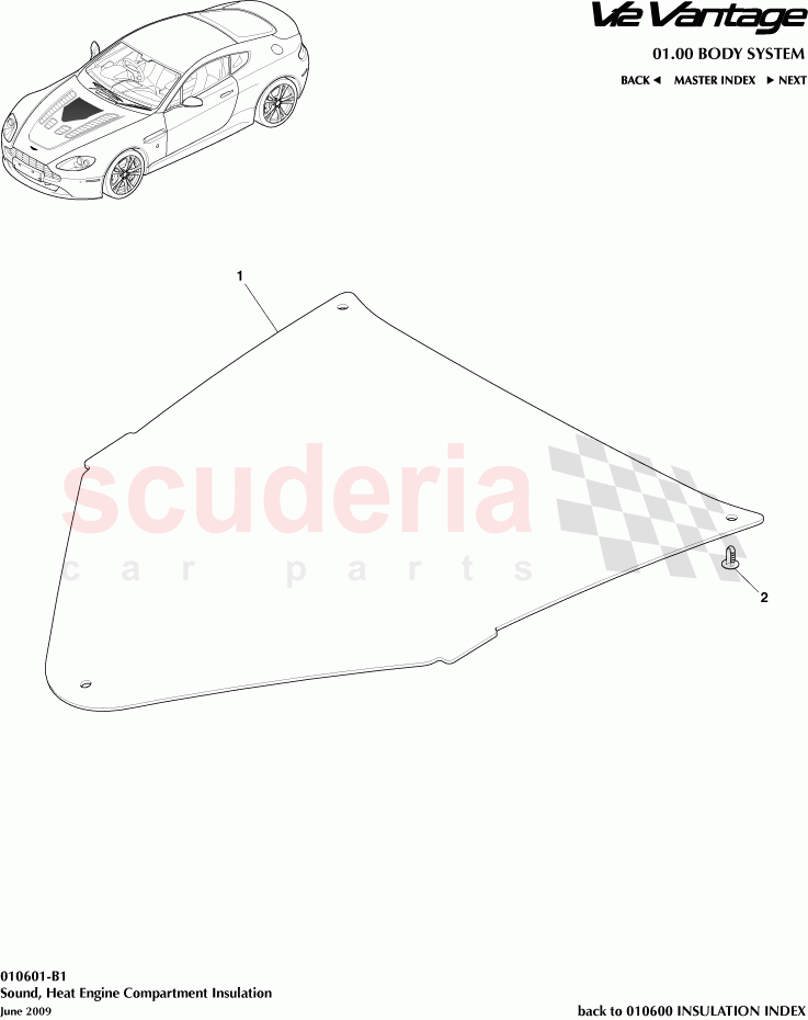 Sound, Heat Engine Compartment Insulation of Aston Martin Aston Martin V12 Vantage