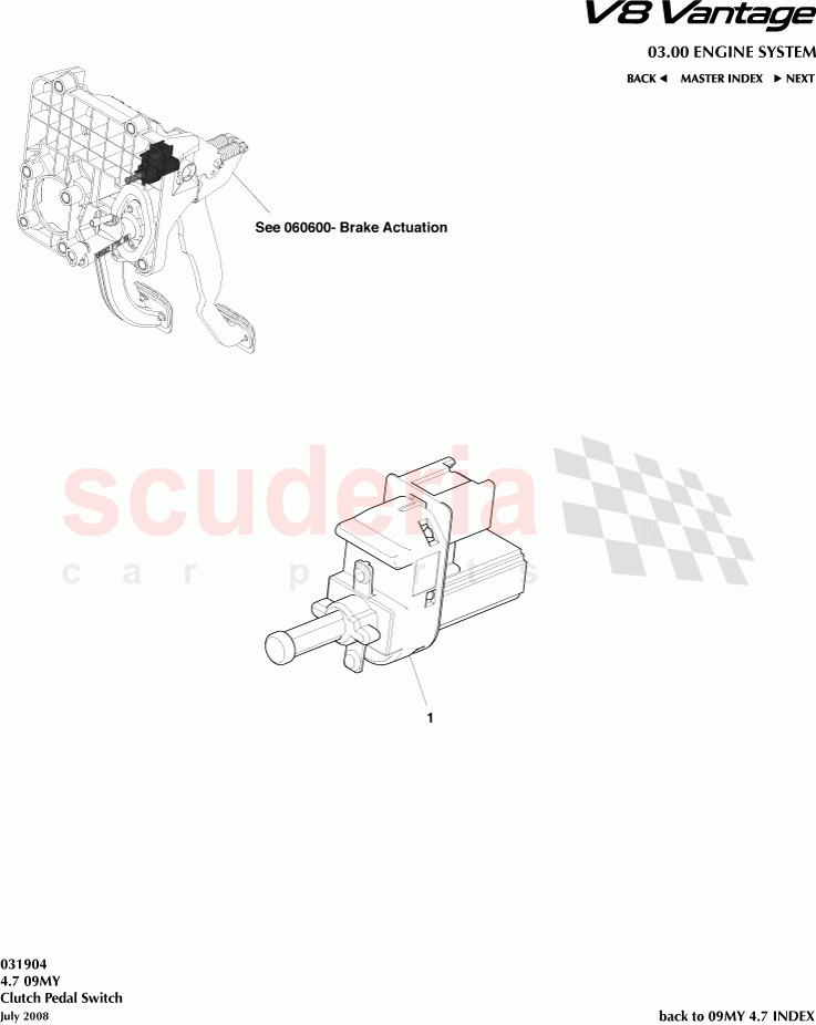 Clutch Pedal Switch of Aston Martin Aston Martin V8 Vantage