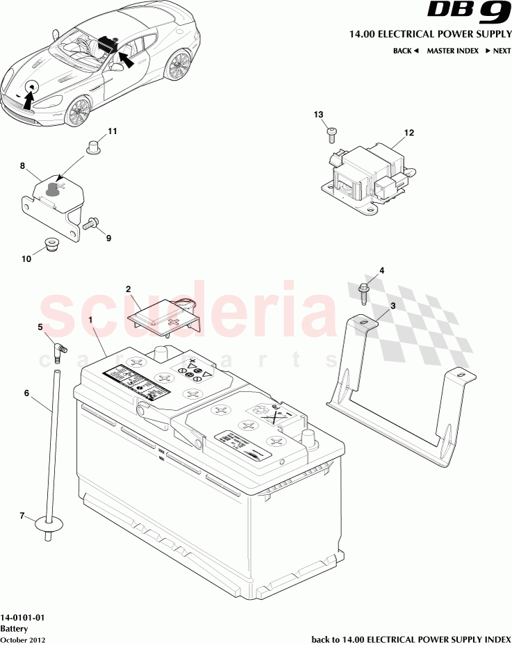 Battery of Aston Martin Aston Martin DB9 (2013-2016)