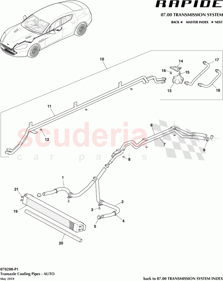 Transaxle Cooling Pipes (Auto) of Aston Martin Aston Martin Rapide