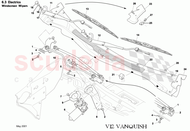 Windscreen Wipers of Aston Martin Aston Martin Vanquish (2001-2007)