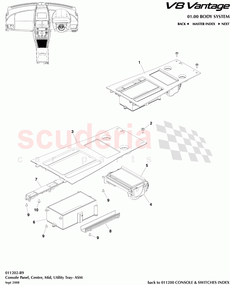 Console Panel, Centre, Mid, Utility Tray - ASM of Aston Martin Aston Martin V8 Vantage