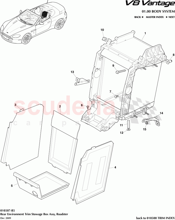 Rear Environment Trim Stowage Box Assembly (Roadster) of Aston Martin Aston Martin V8 Vantage