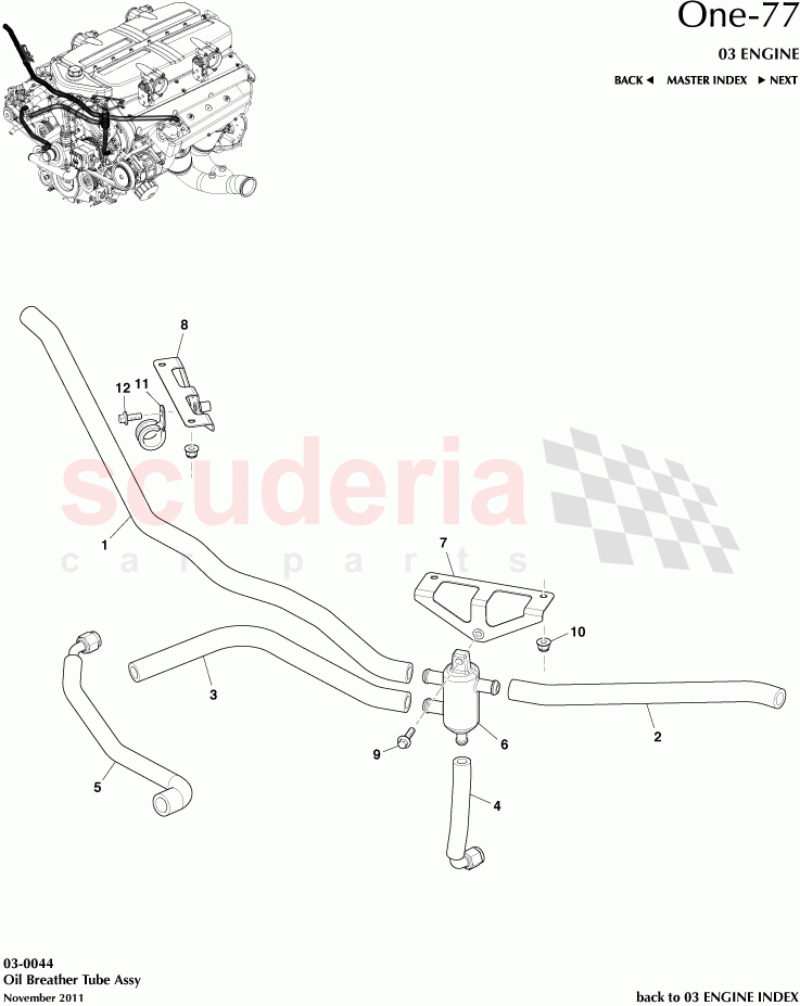 Oil Breather Tube Assembly of Aston Martin Aston Martin One-77