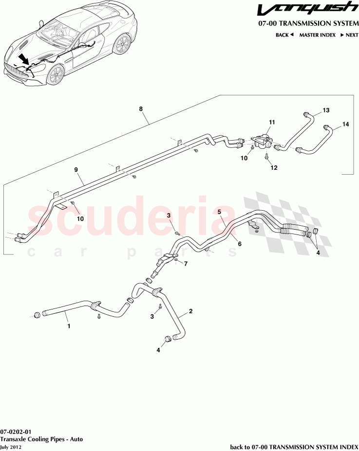 Transaxle Cooling Pipes - Auto of Aston Martin Aston Martin Vanquish (2012+)