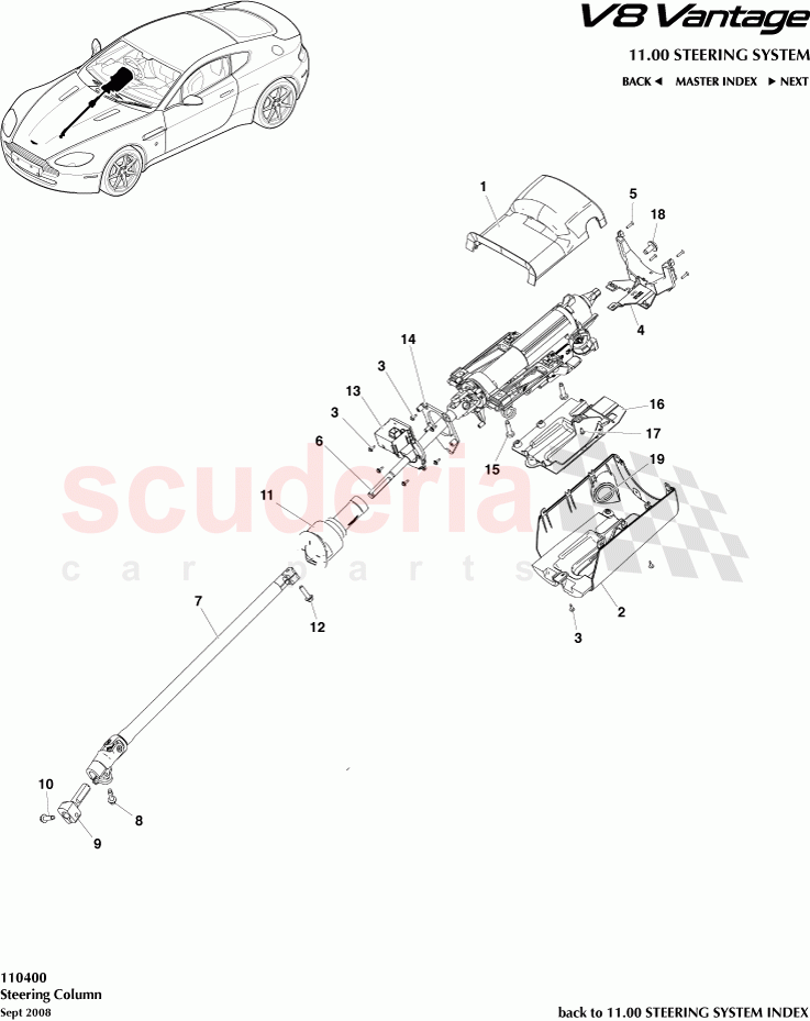 Steering Column of Aston Martin Aston Martin V8 Vantage