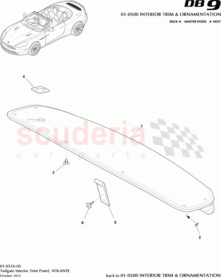 Tailgate Interior Trim Panel, VOLANTE of Aston Martin Aston Martin DB9 (2013-2016)