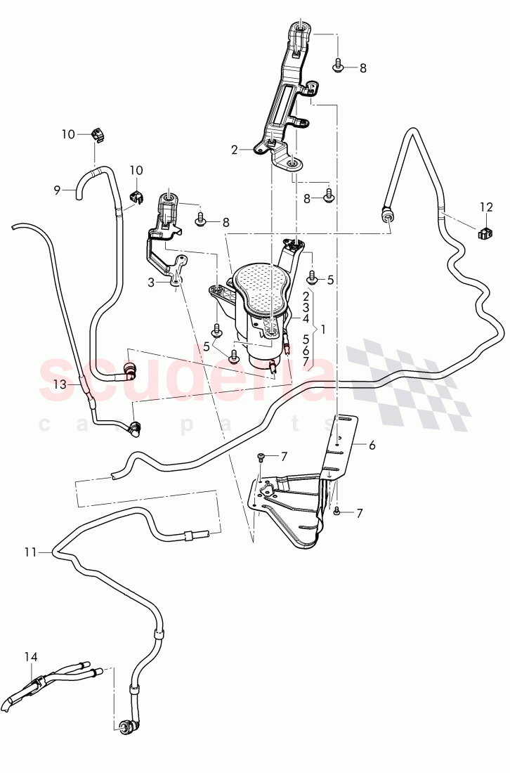 container for activated, charcoal canister, ventilation for fuel tank of Bentley Bentley Bentayga (2015+)