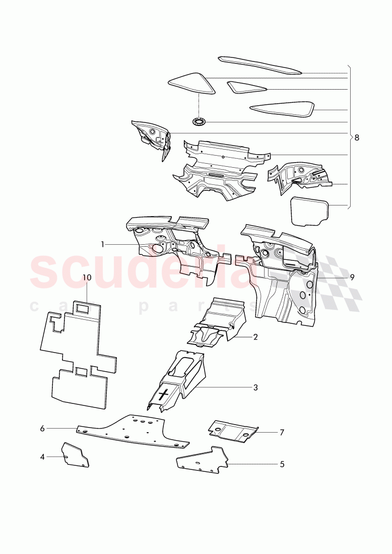 sound absorber for floor, cross panel and tunnel of Bentley Bentley Continental GT (2011-2018)